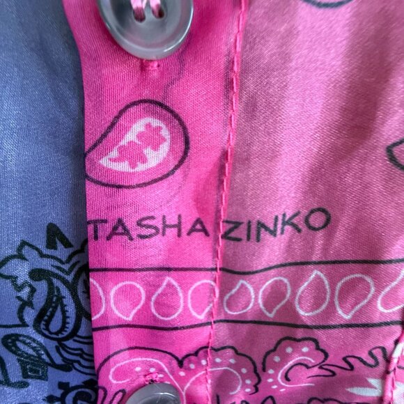 AU Studio Bandana Print Button Front Shirt Top Multicolor Long Sleeve Bohemian - Picture 6 of 7